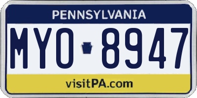 PA license plate MYO8947