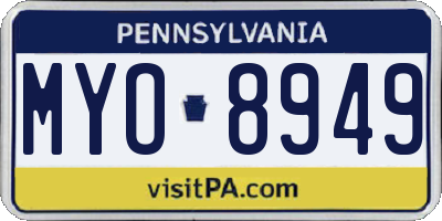 PA license plate MYO8949