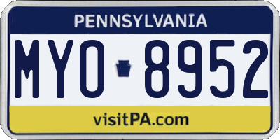 PA license plate MYO8952
