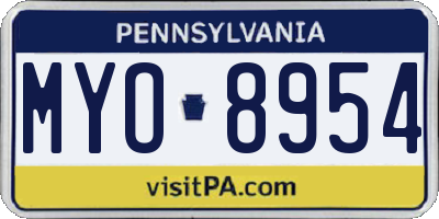 PA license plate MYO8954