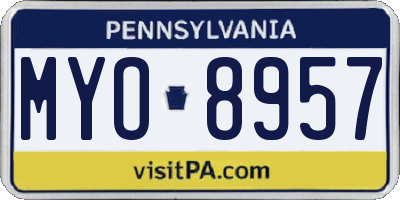 PA license plate MYO8957
