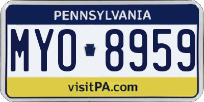 PA license plate MYO8959