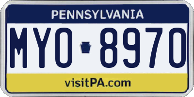 PA license plate MYO8970