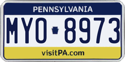 PA license plate MYO8973