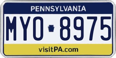 PA license plate MYO8975