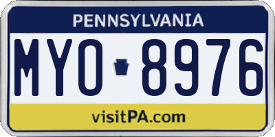 PA license plate MYO8976