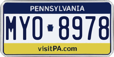 PA license plate MYO8978