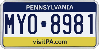 PA license plate MYO8981
