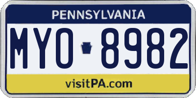 PA license plate MYO8982
