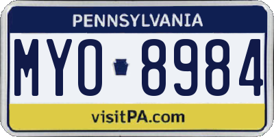 PA license plate MYO8984