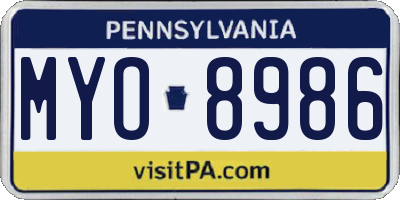 PA license plate MYO8986