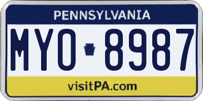 PA license plate MYO8987