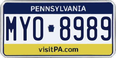 PA license plate MYO8989