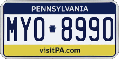 PA license plate MYO8990