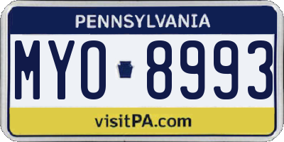 PA license plate MYO8993