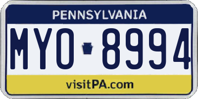 PA license plate MYO8994