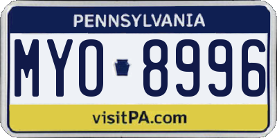 PA license plate MYO8996