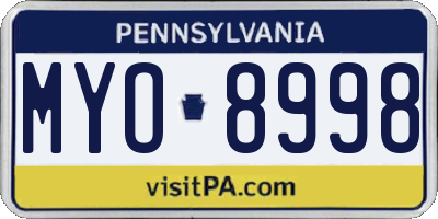PA license plate MYO8998