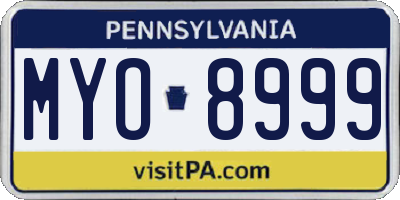 PA license plate MYO8999