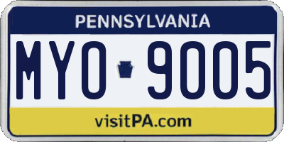 PA license plate MYO9005