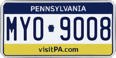 PA license plate MYO9008