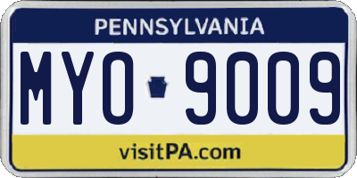 PA license plate MYO9009