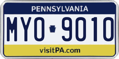 PA license plate MYO9010
