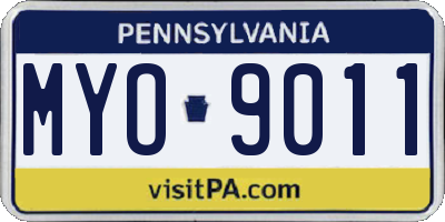 PA license plate MYO9011
