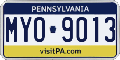 PA license plate MYO9013