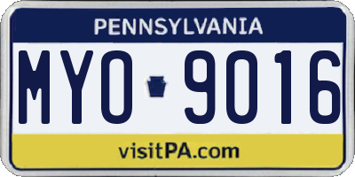 PA license plate MYO9016