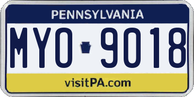 PA license plate MYO9018