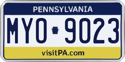 PA license plate MYO9023