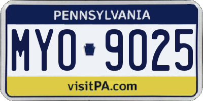 PA license plate MYO9025