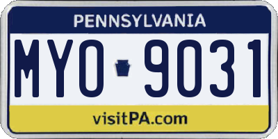 PA license plate MYO9031