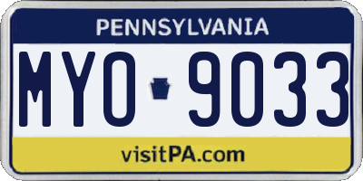 PA license plate MYO9033