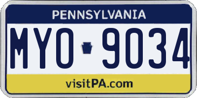 PA license plate MYO9034
