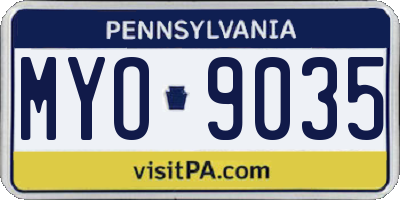 PA license plate MYO9035