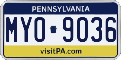 PA license plate MYO9036
