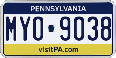 PA license plate MYO9038