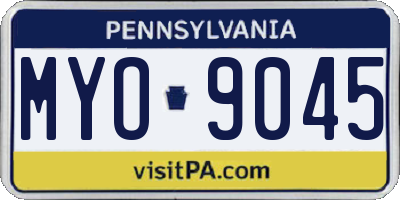 PA license plate MYO9045