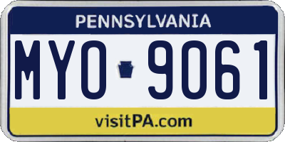 PA license plate MYO9061