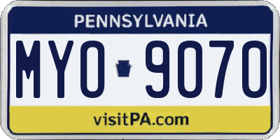 PA license plate MYO9070