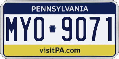 PA license plate MYO9071