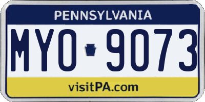 PA license plate MYO9073