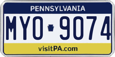 PA license plate MYO9074