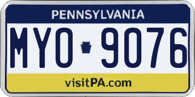PA license plate MYO9076