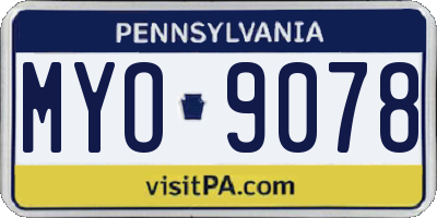 PA license plate MYO9078