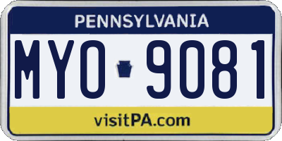 PA license plate MYO9081