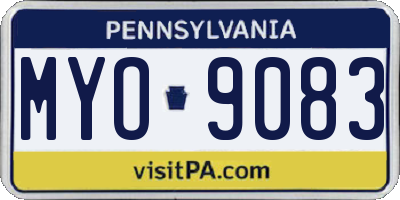 PA license plate MYO9083