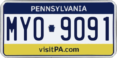 PA license plate MYO9091